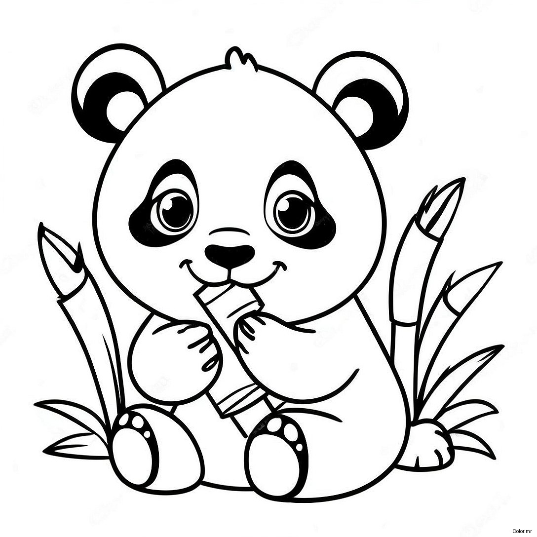 Cute Baby Panda Eating Bamboo Coloring Page 45814 38172