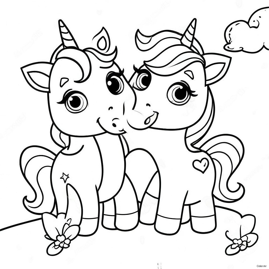 Cute Baby Unicorns In A Rainbow Coloring Page 61027 50611