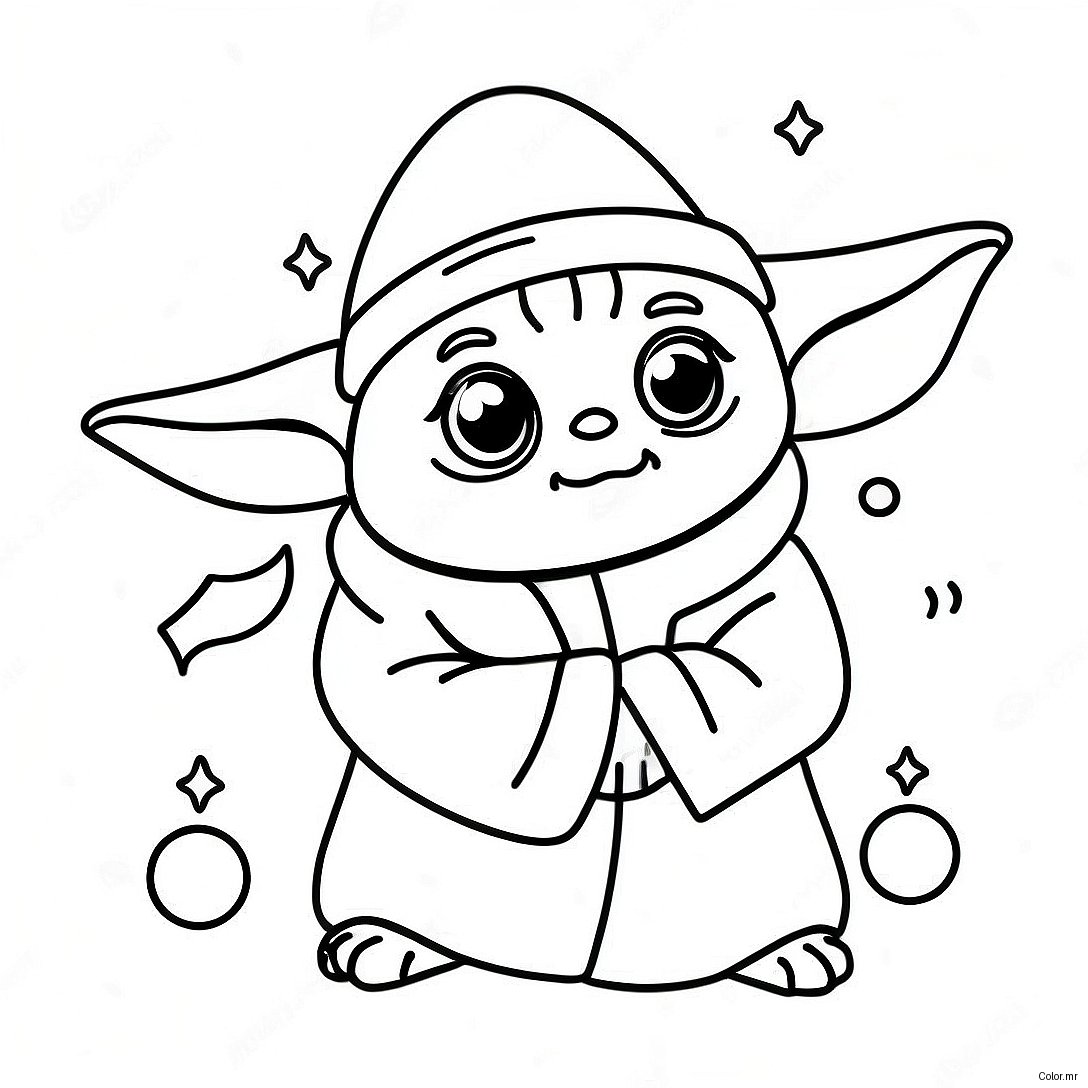 Cute Baby Yoda With Santa Hat Coloring Page 30139 27109