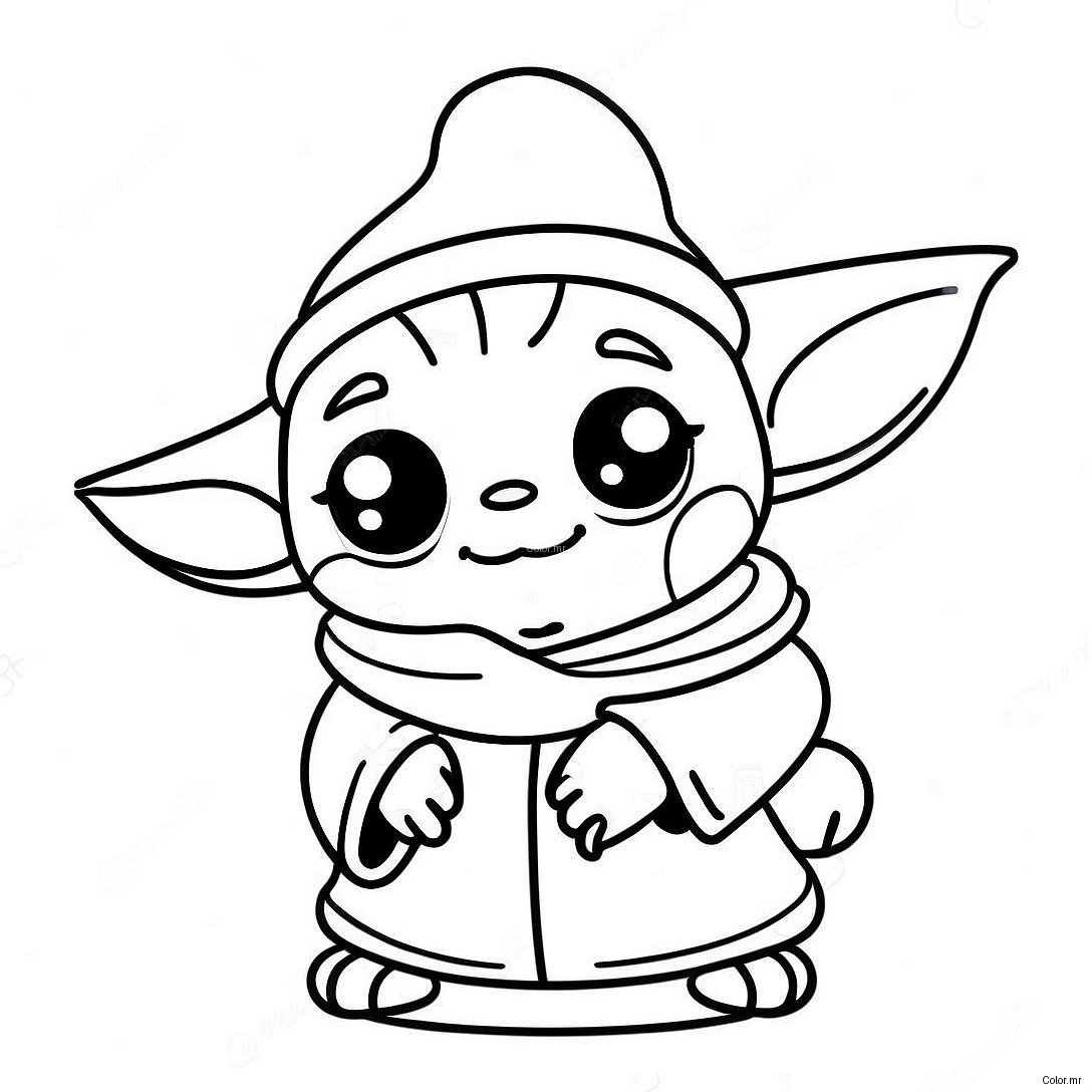 Cute Baby Yoda With Santa Hat Coloring Page 30139 27110