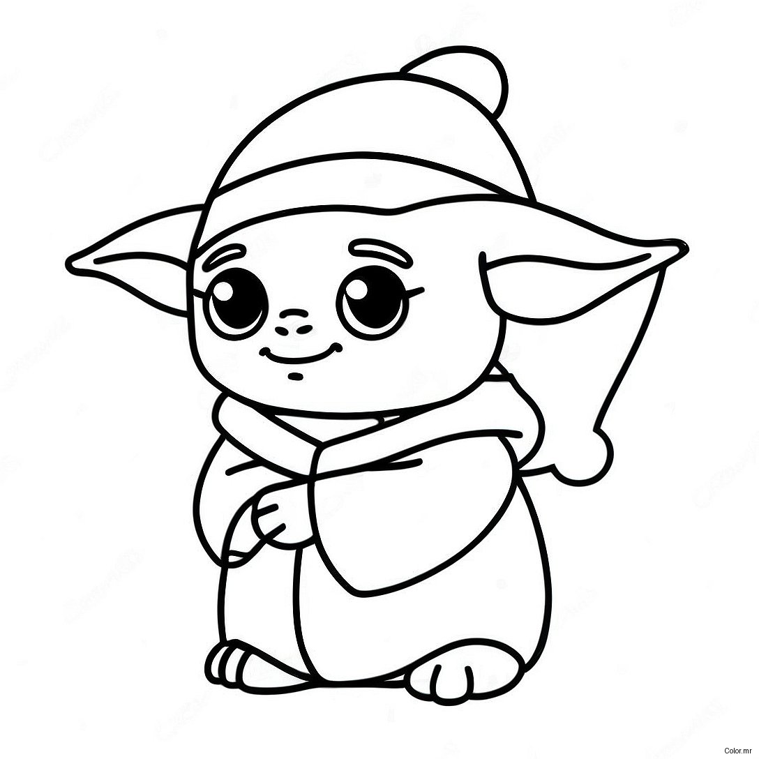 Cute Baby Yoda With Santa Hat Coloring Page 30139 27111