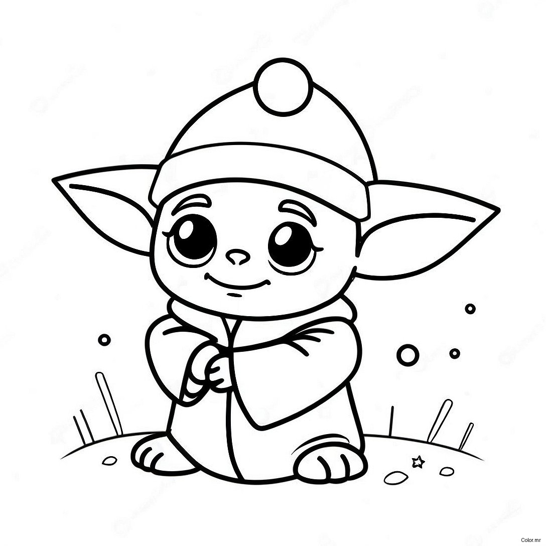 Cute Baby Yoda With Santa Hat Coloring Page 30139 27112