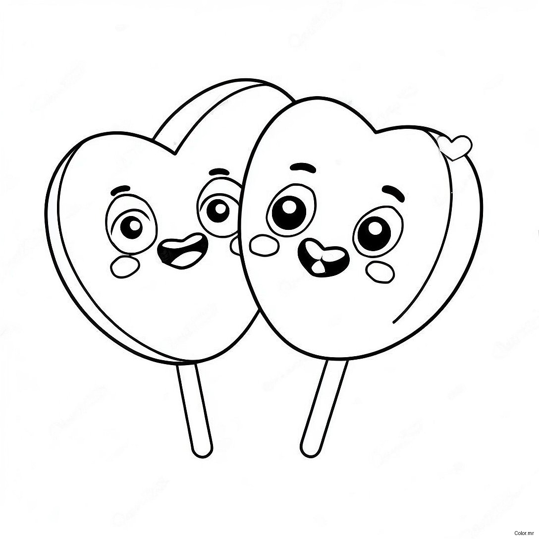 Cute Candy Heart Characters Coloring Page 18506 15497