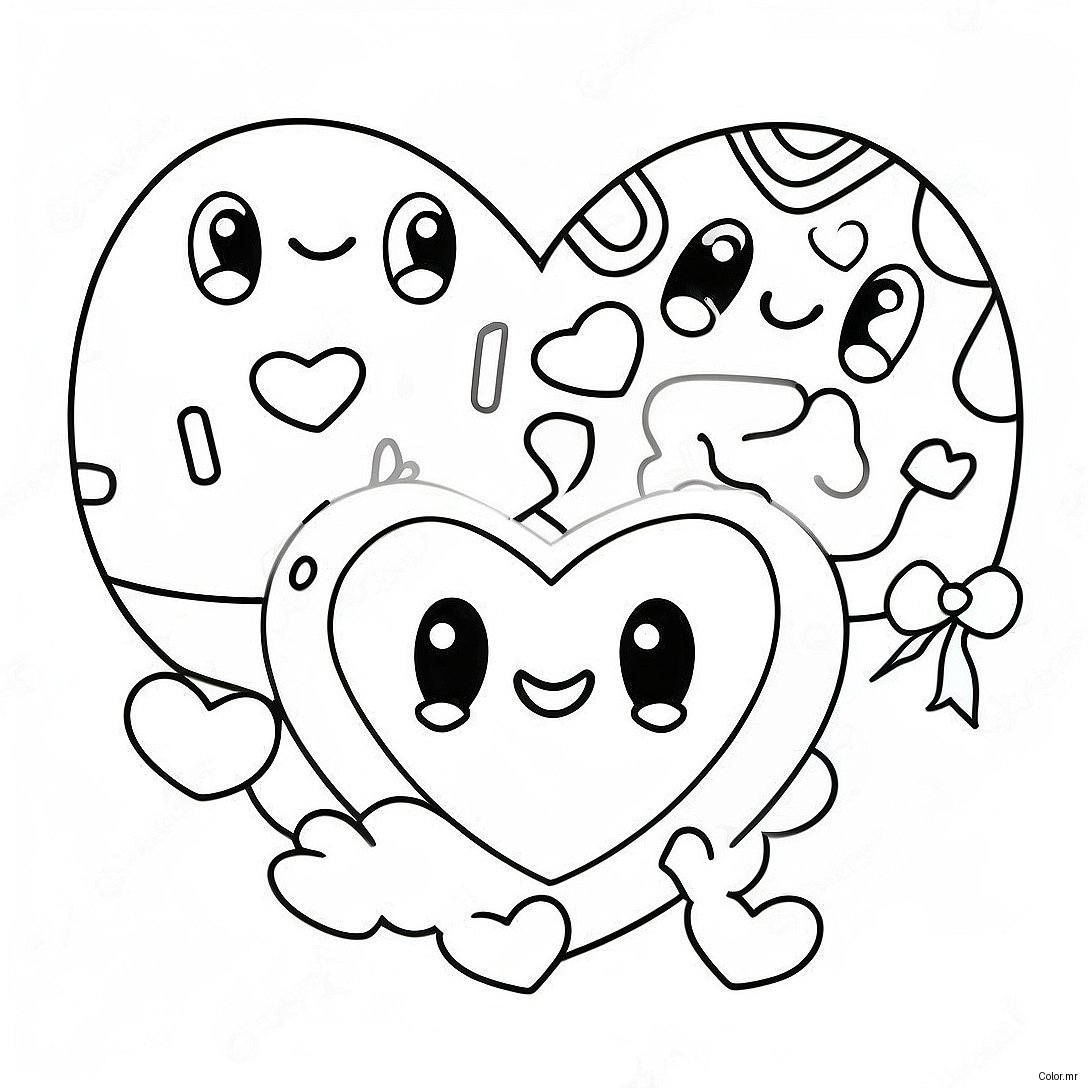 Cute Candy Heart Characters Coloring Page 18506 15498