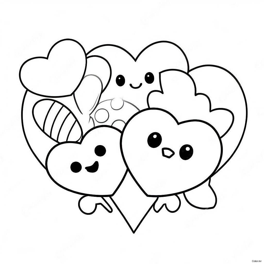Cute Candy Heart Characters Coloring Page 18506 15499