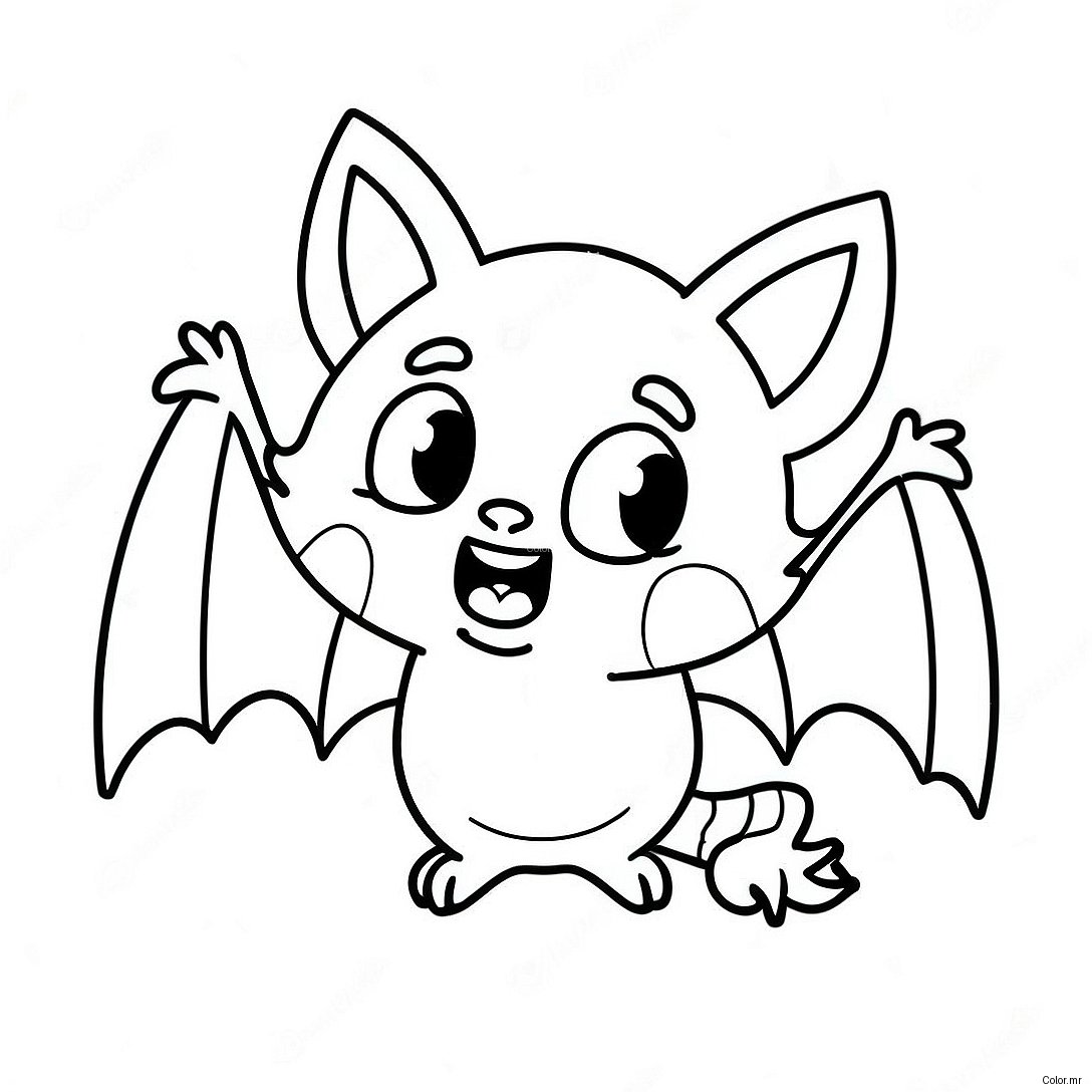 Cute Cartoon Bat Coloring Page 12108 9910
