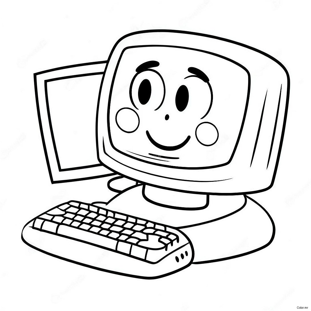 Cute Cartoon Computer Coloring Page 1922 1584