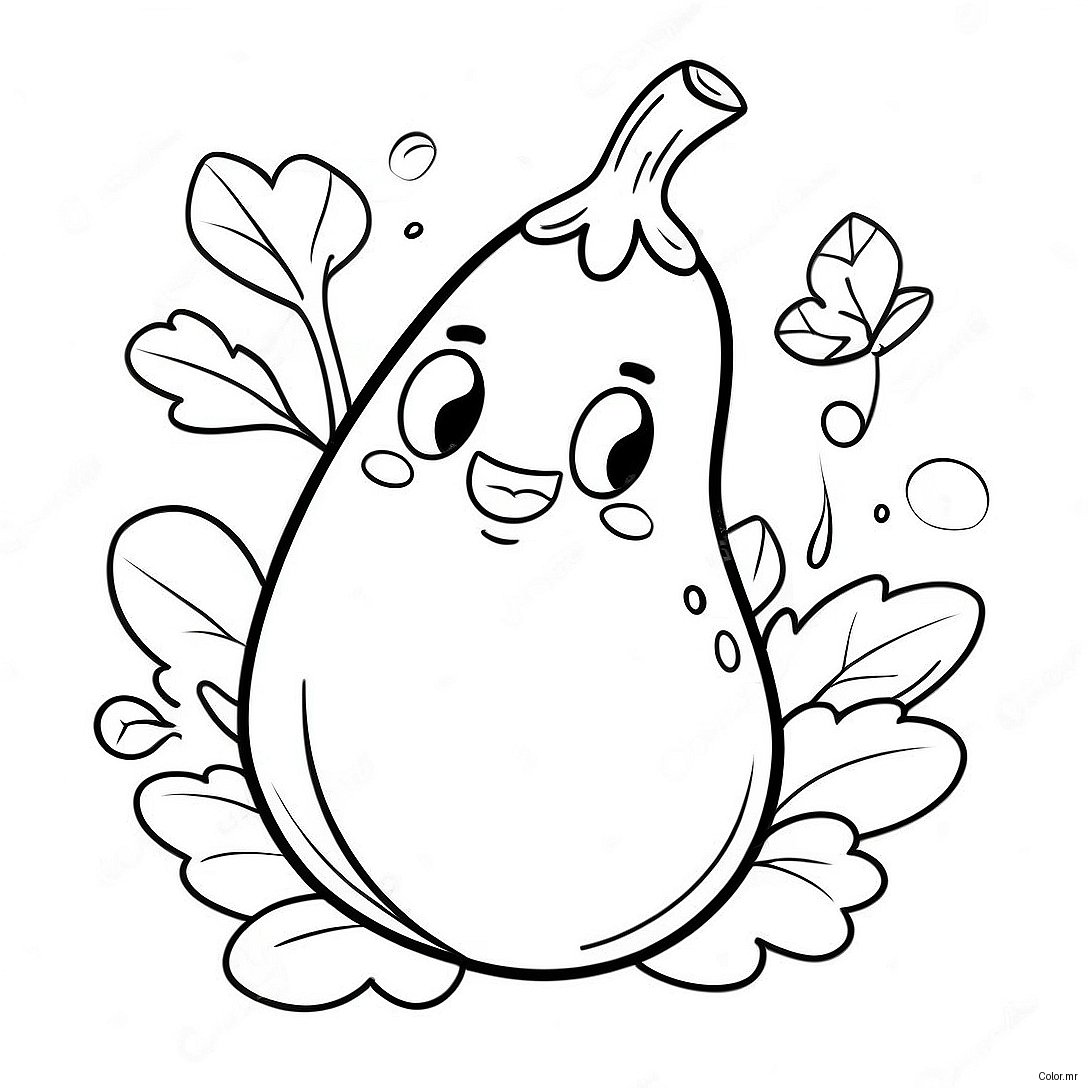 Cute Cartoon Eggplant Coloring Page 58906 48920