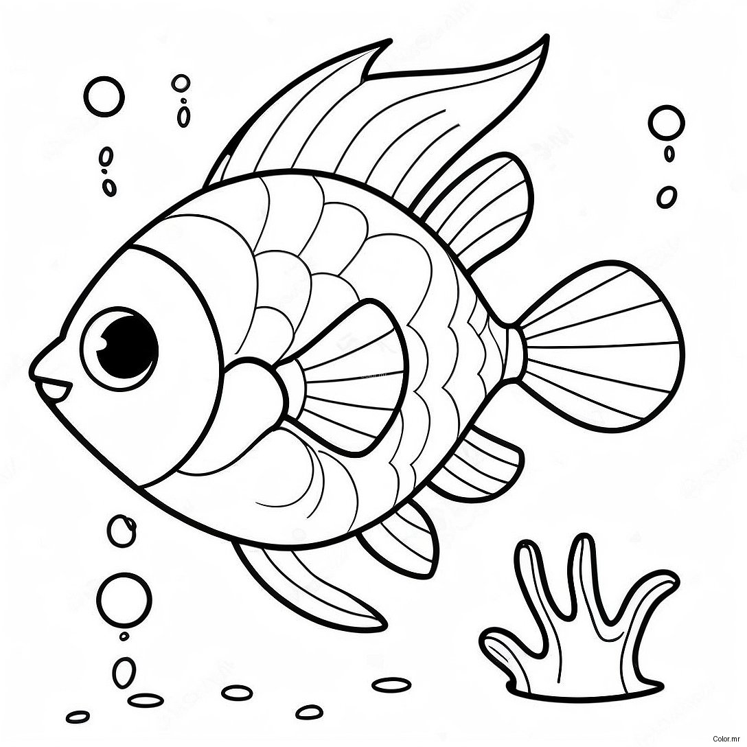 Cute Cartoon Fish Swimming Coloring Page 8666 7098