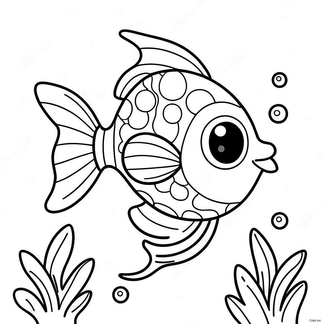 Cute Cartoon Fish Swimming Coloring Page 8666 7099