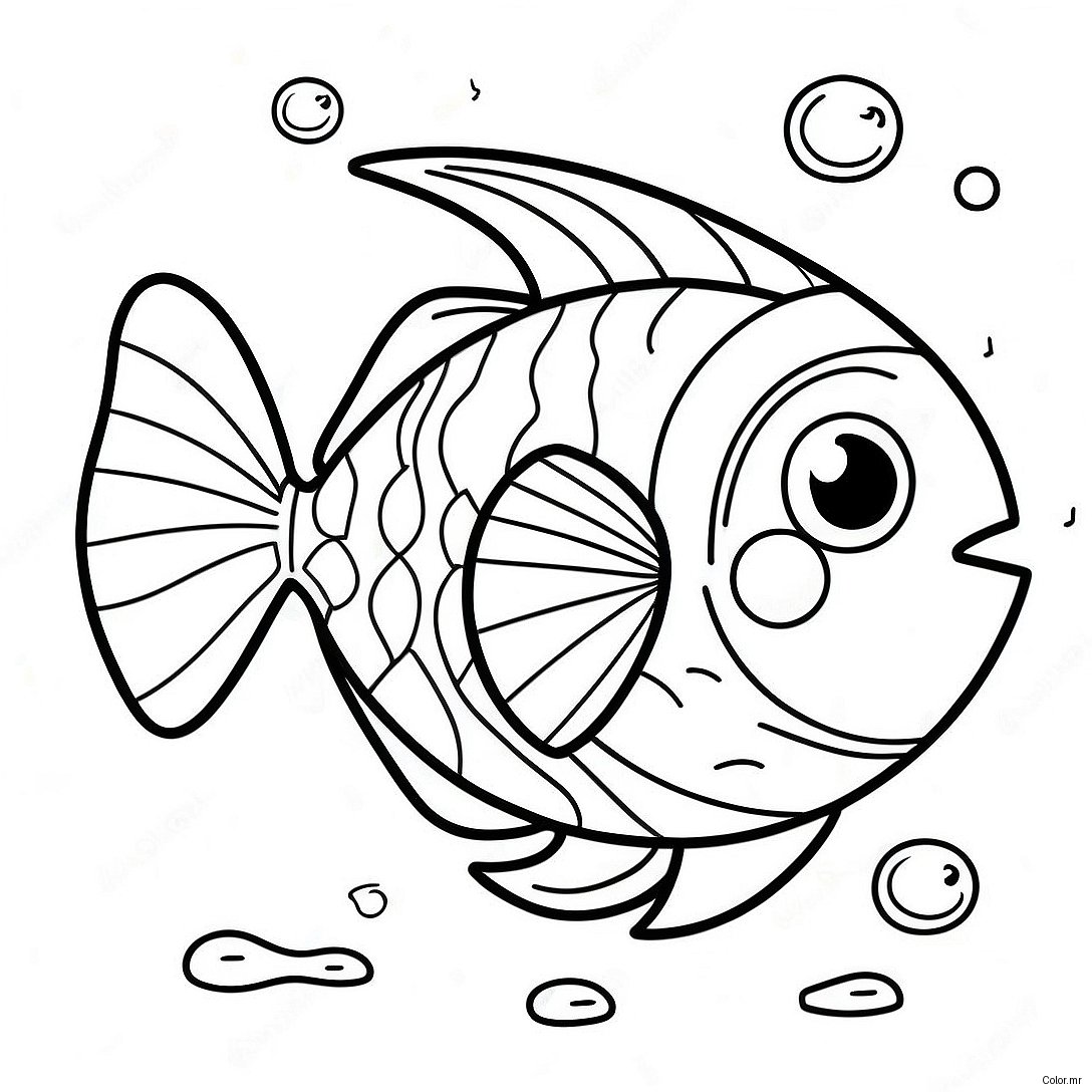 Cute Cartoon Fish Swimming Coloring Page 8666 7100