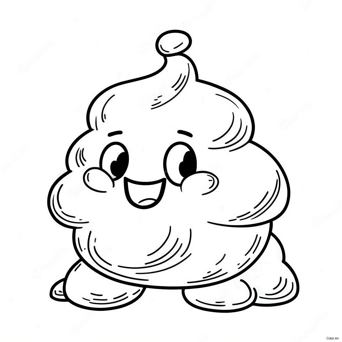 Cute Cartoon Poop Character Coloring Page 3460 2816