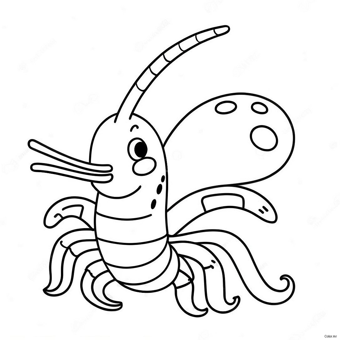 Cute Cartoon Shrimp Coloring Page 44213 36771