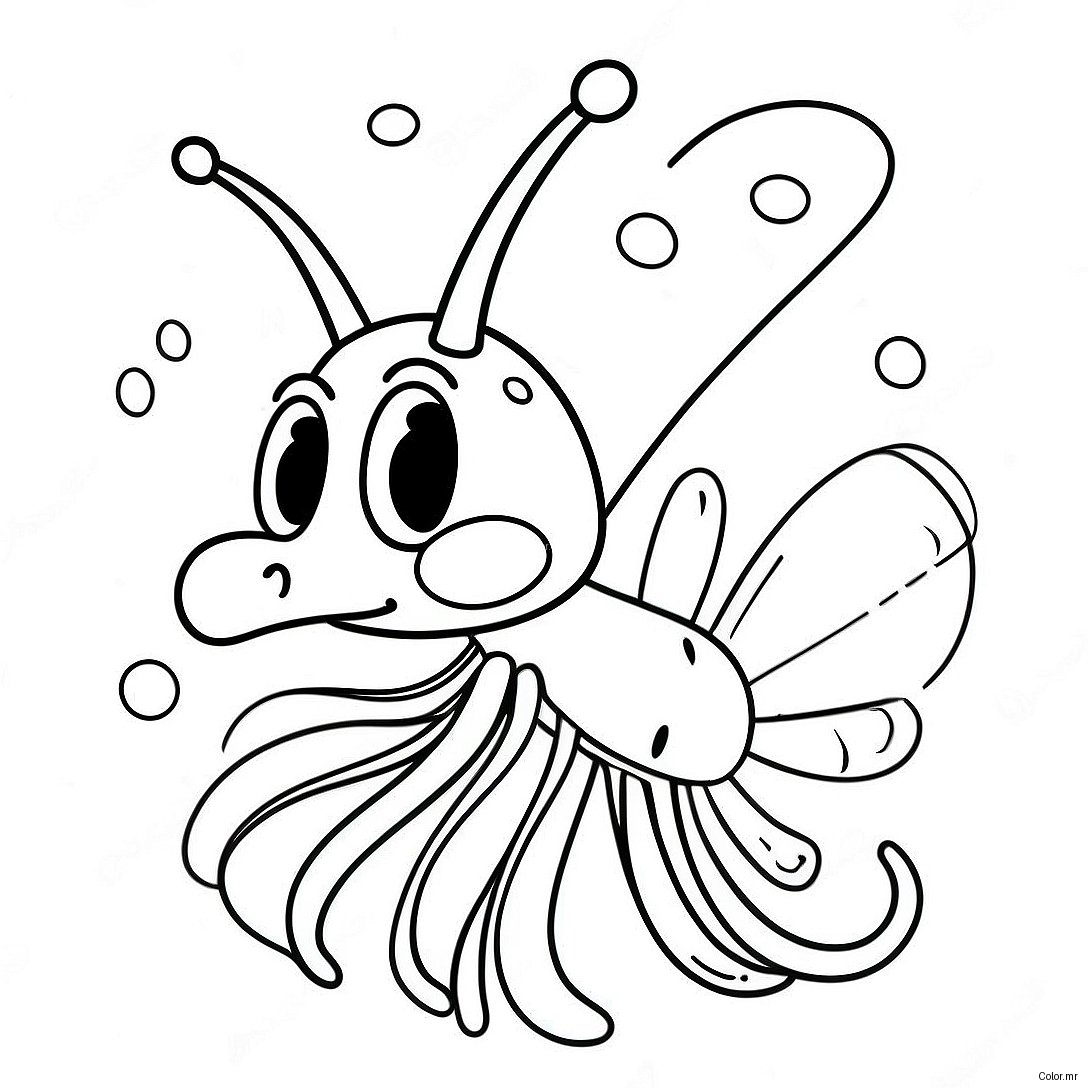 Cute Cartoon Shrimp Coloring Page 44213 36772