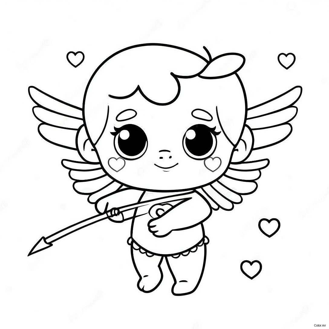 Cute Cupid With Heart Arrows Coloring Page 12418 10333