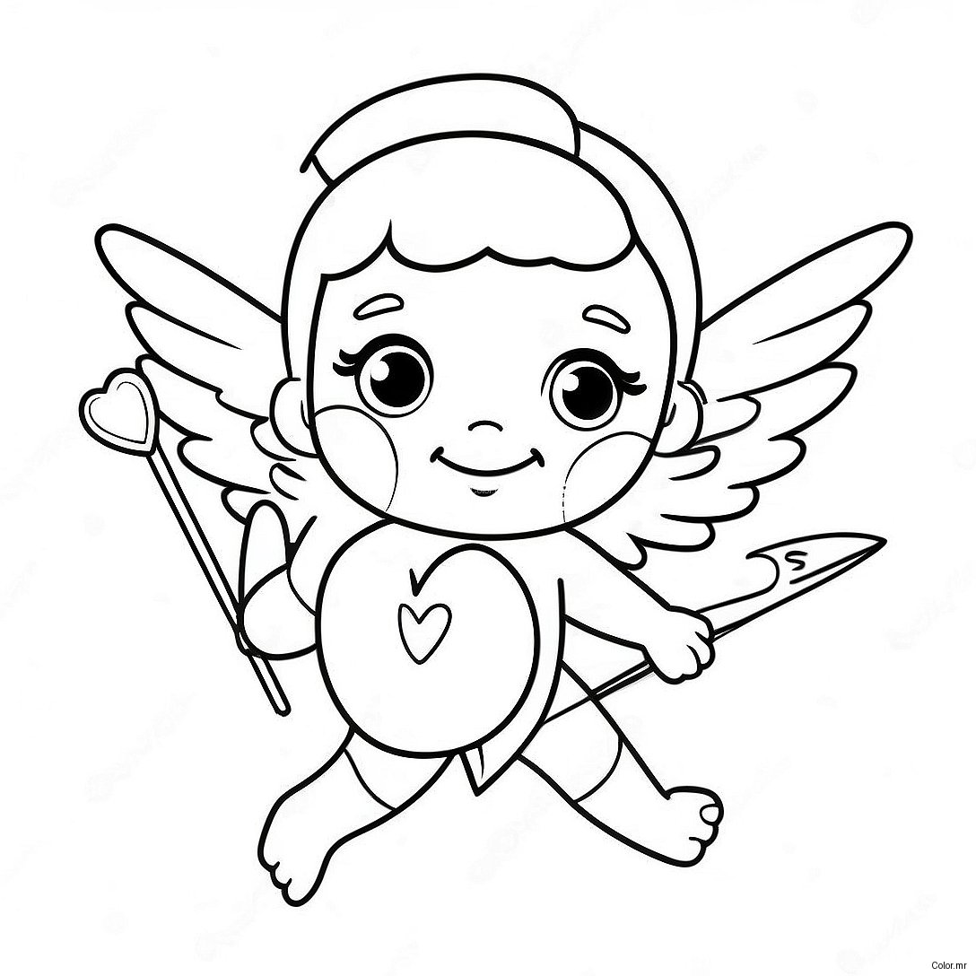 Cute Cupid With Heart Arrows Coloring Page 12418 10334
