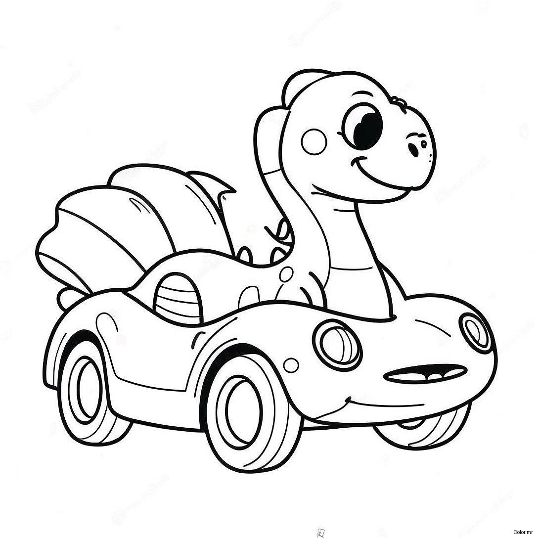Cute Dinosaur Driving A Sports Car Coloring Page 63320 52404