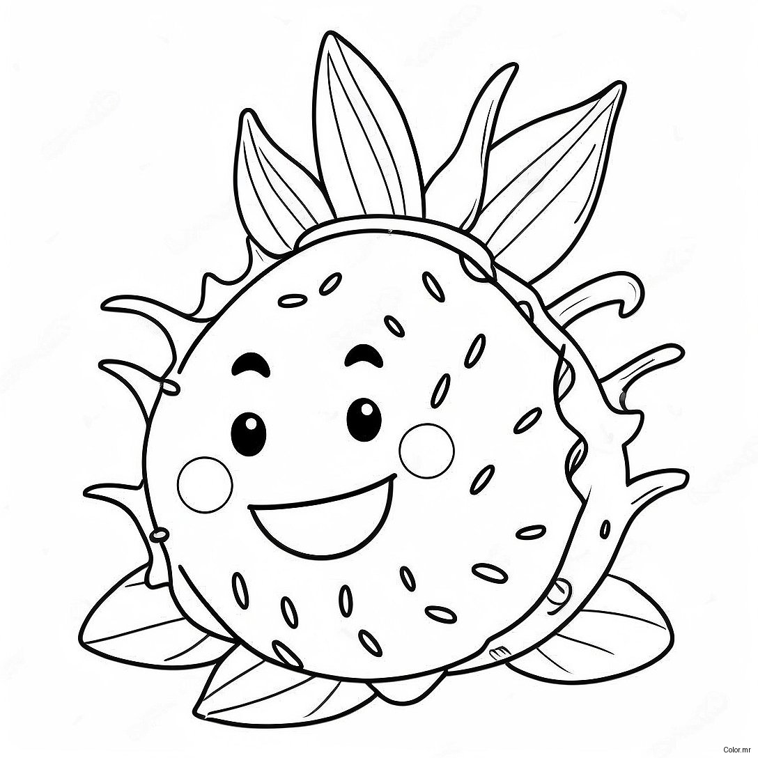 Cute Dragon Fruit With A Smile Coloring Page 34703 28901