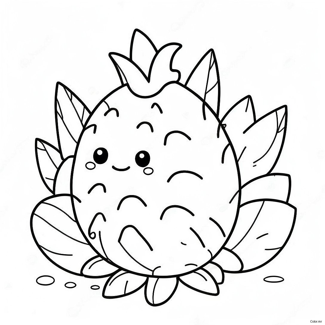 Cute Dragon Fruit With A Smile Coloring Page 34703 28902