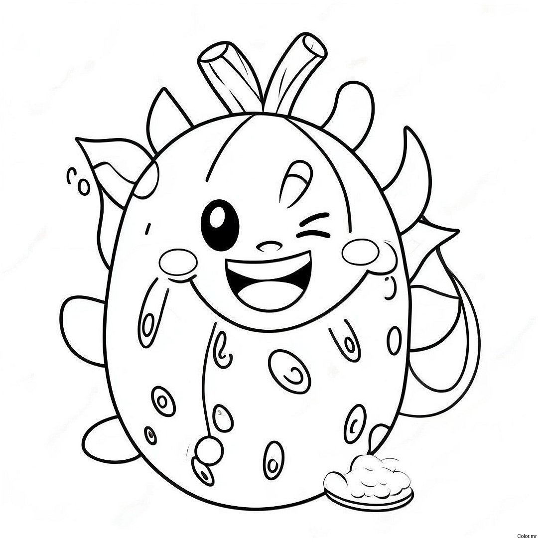 Cute Dragon Fruit With A Smile Coloring Page 34703 28904