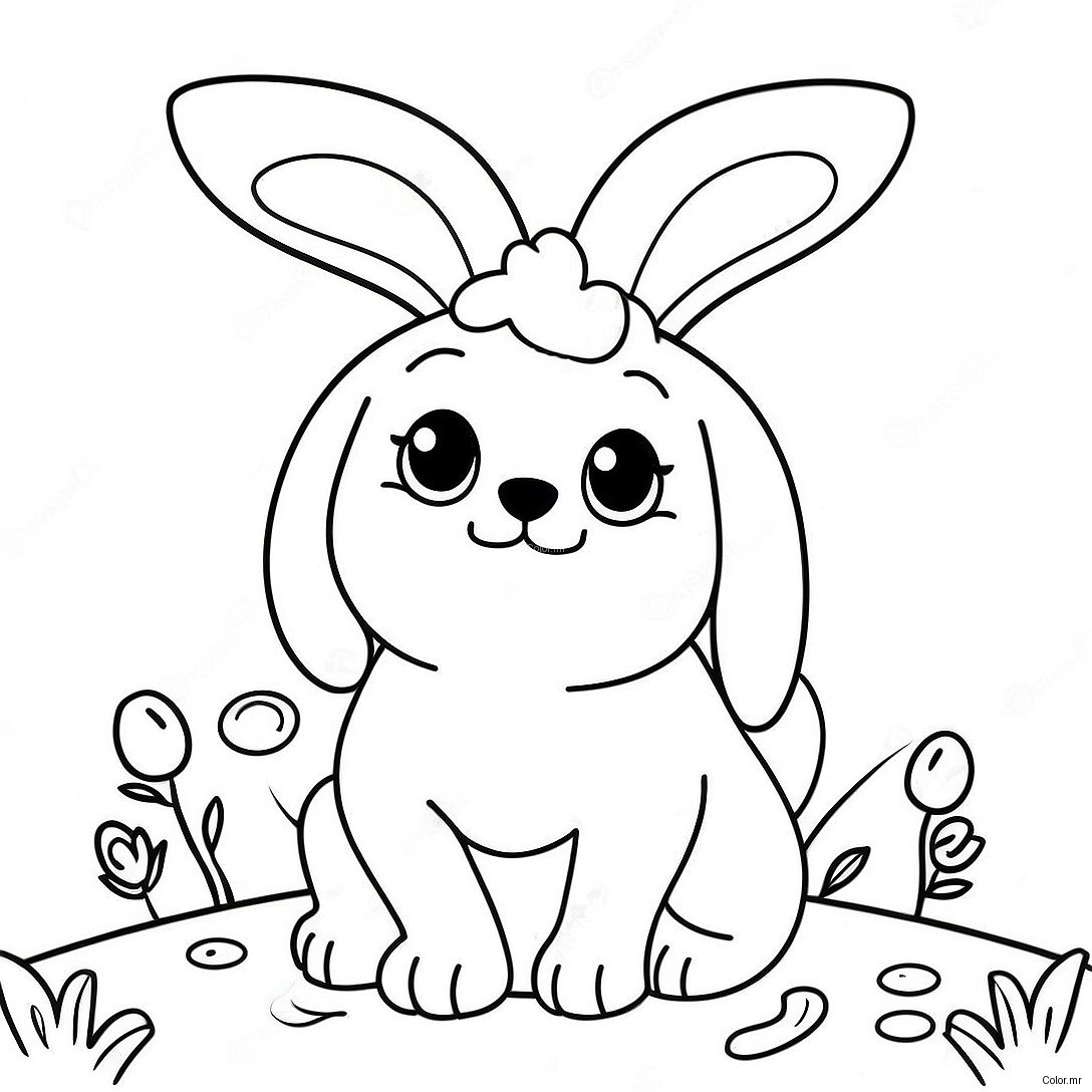 Cute Easter Dog With Bunny Ears Coloring Page 72665 60006
