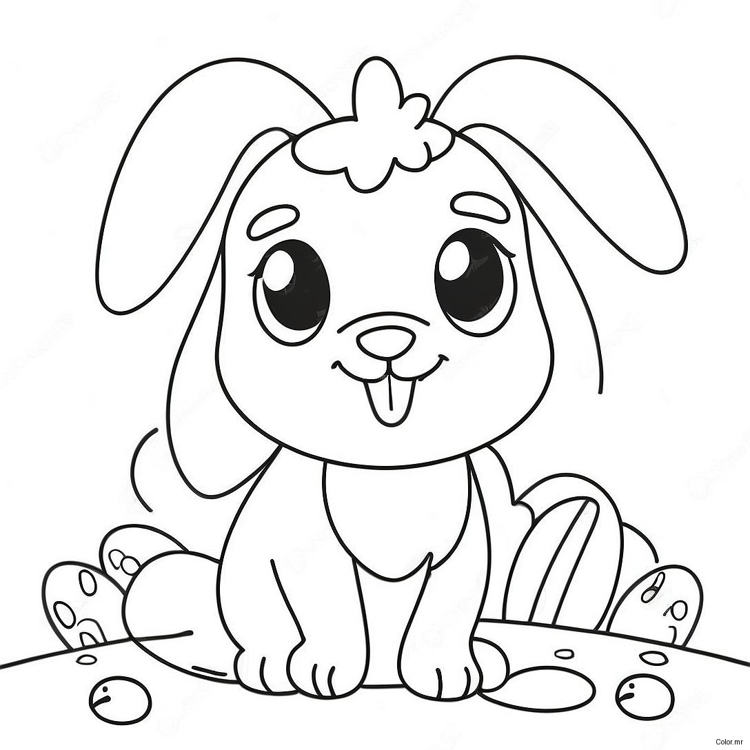 Cute Easter Dog With Bunny Ears Coloring Page 72665 60007