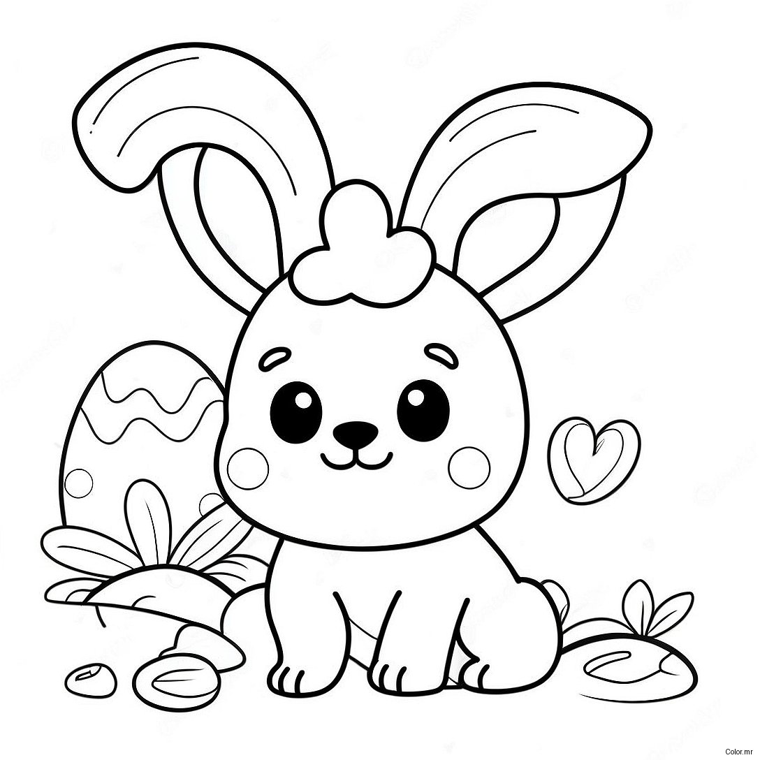 Cute Easter Dog With Bunny Ears Coloring Page 72665 60008