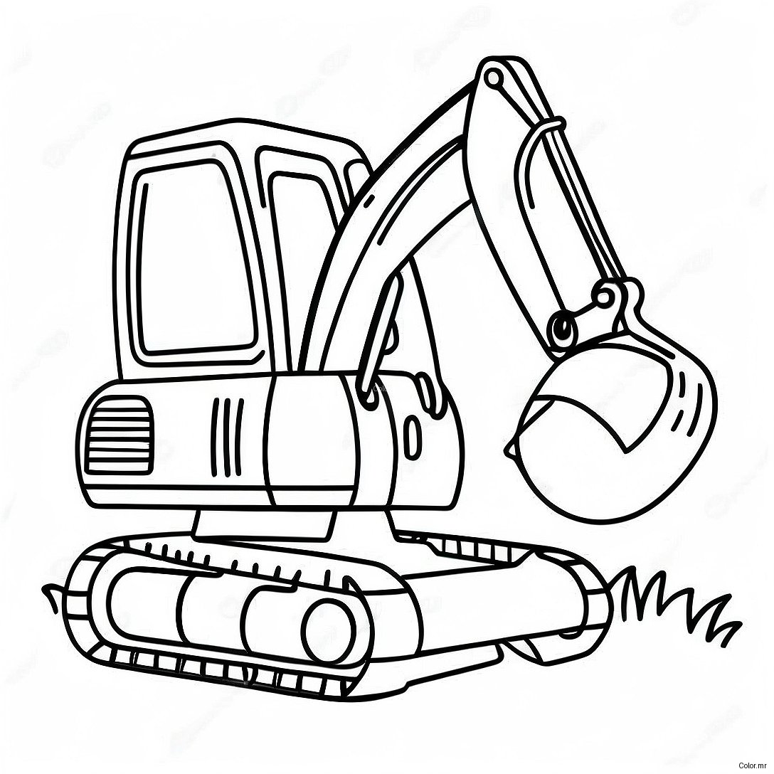 Cute Excavator With A Big Smile Coloring Page 5213 4183