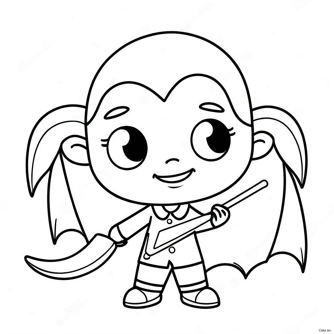 Cute Girl Vampire With Bat Coloring Page 22134 20453