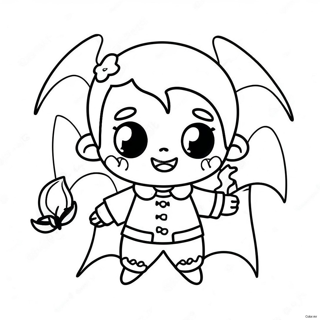 Cute Girl Vampire With Bat Coloring Page 22134 20456