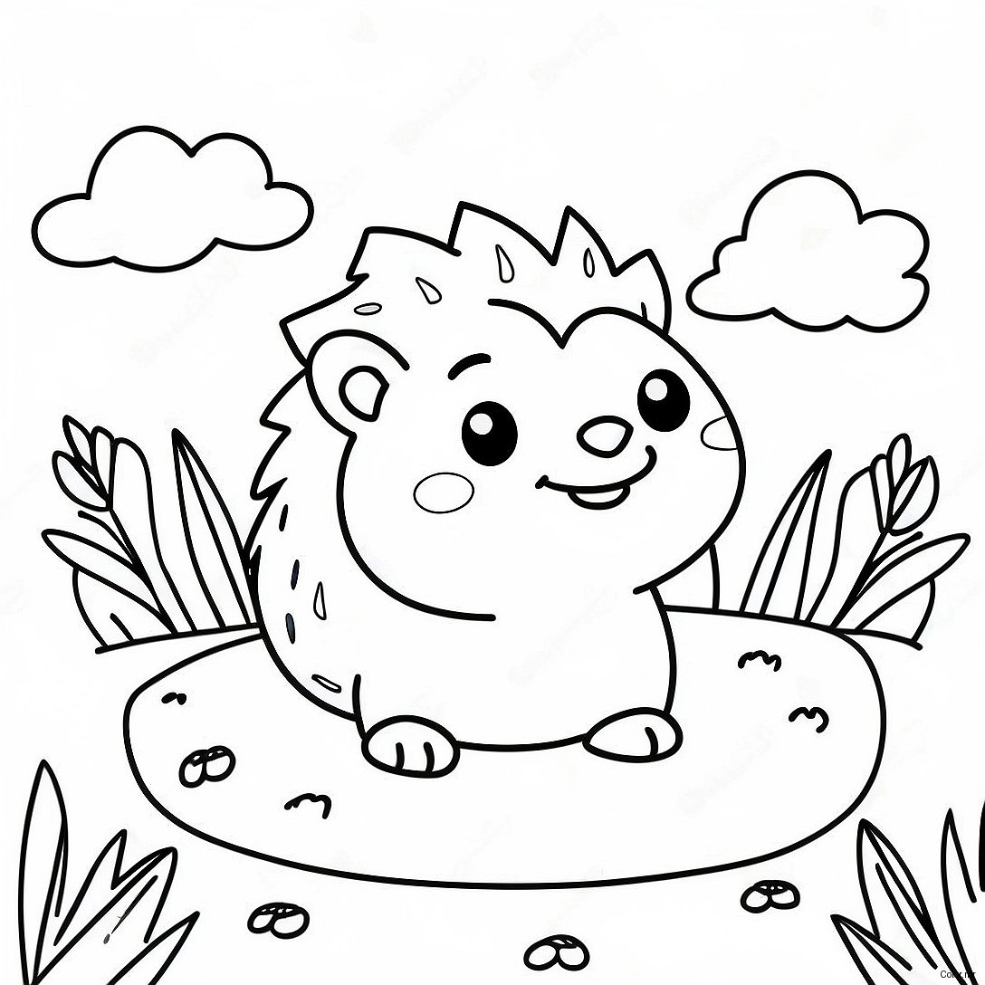 Cute Hedgehog In A Flower Garden Coloring Page 3550 2888