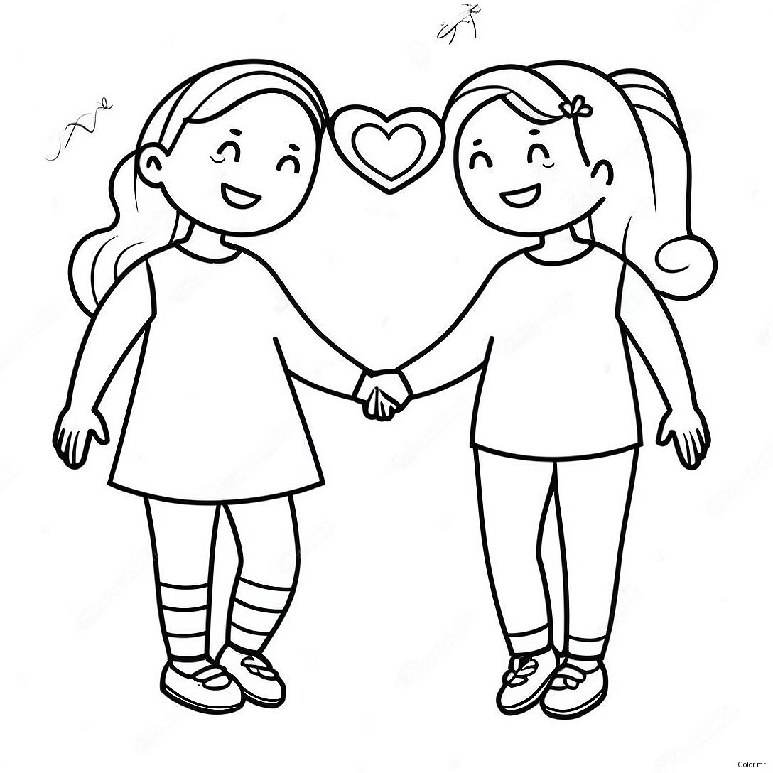 Cute Lesbian Couple Holding Hands Coloring Page 21243 19605