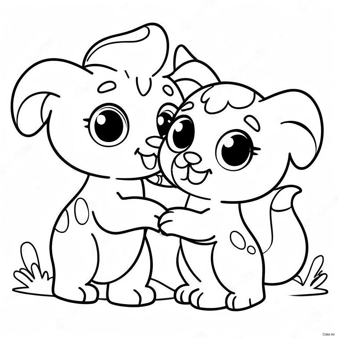 Cute Lps Pets Playing Together Coloring Page 6585 5359