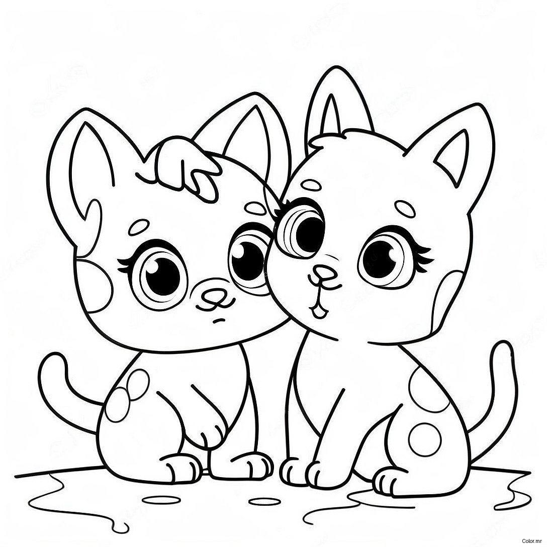 Cute Lps Pets Playing Together Coloring Page 6585 5360