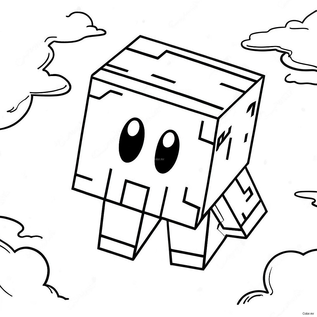 Cute Minecraft Ghast Floating In The Sky Coloring Page 60487 50181