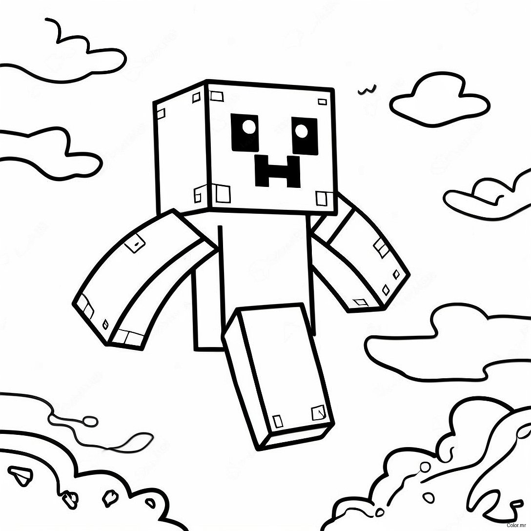Cute Minecraft Ghast Floating In The Sky Coloring Page 60487 50184