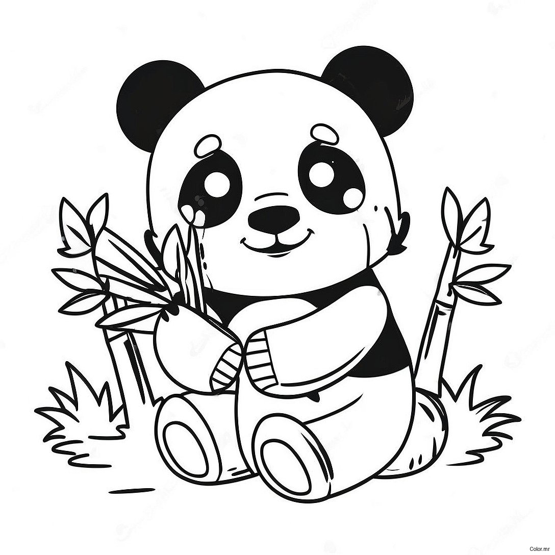 Cute Minecraft Panda Playing With Bamboo Coloring Page 65321 53985