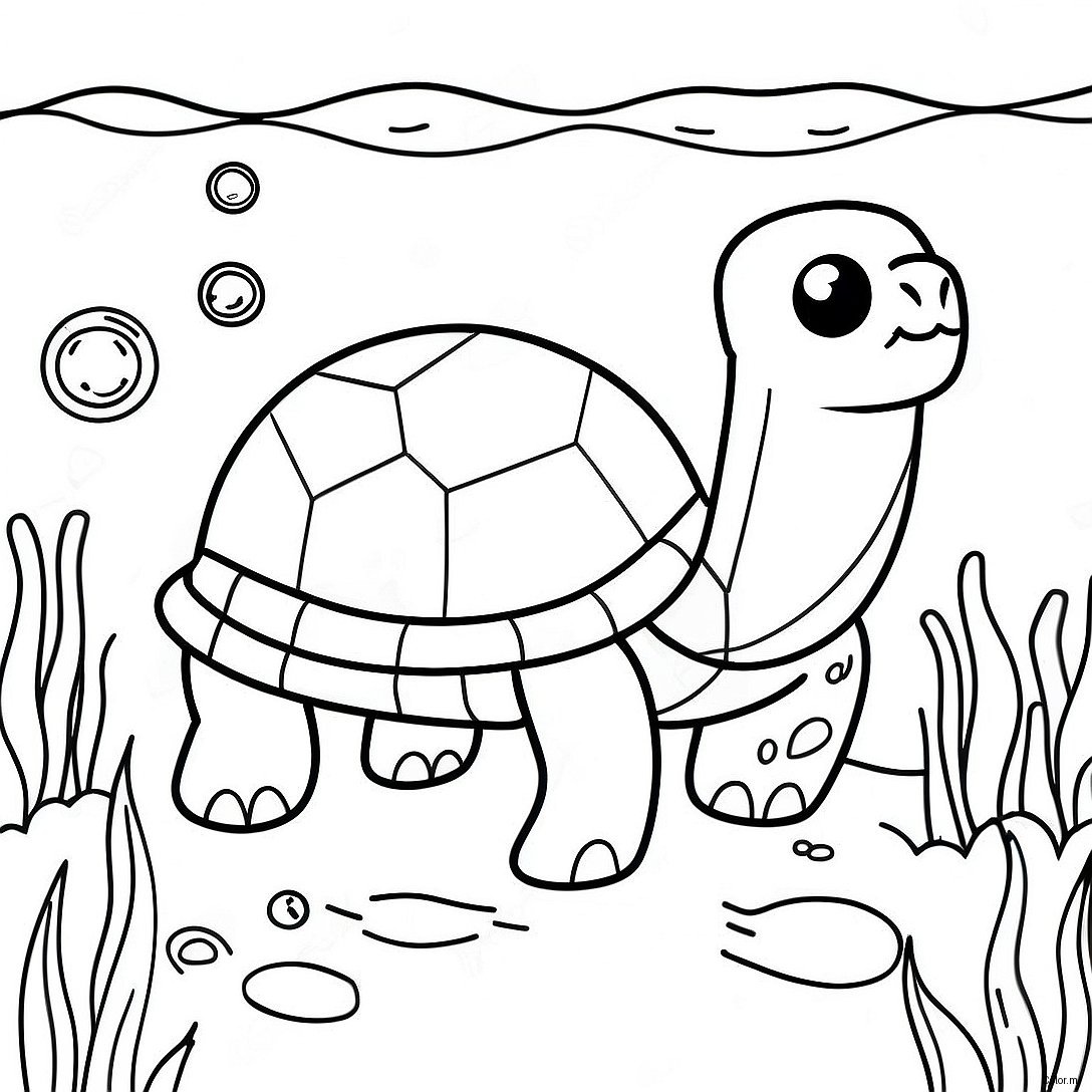 Cute Minecraft Turtle Swimming Coloring Page 56392 46881