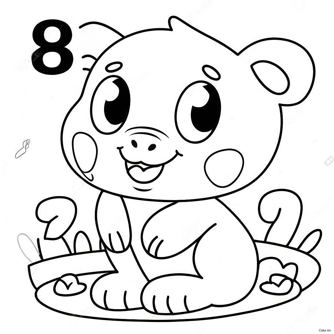 Cute Number 8 With Cartoon Eyes Coloring Page 23354 21422