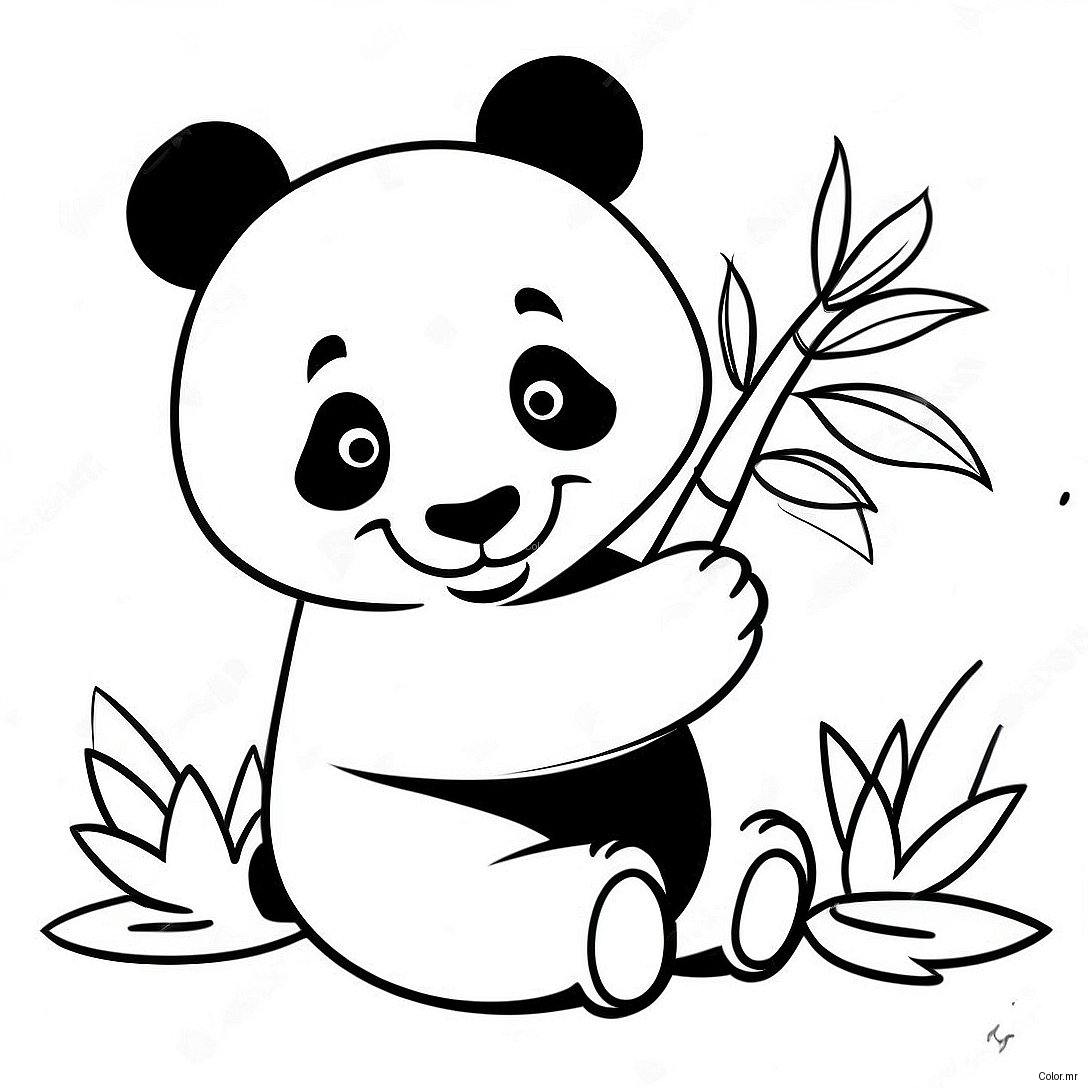 Cute Panda Playing With Bamboo Coloring Page 48875 40598