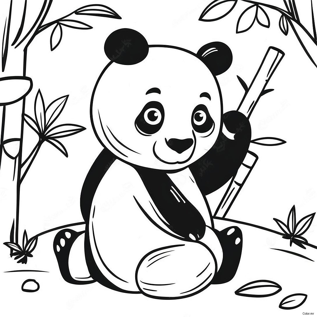 Cute Panda Playing With Bamboo Coloring Page 48875 40599