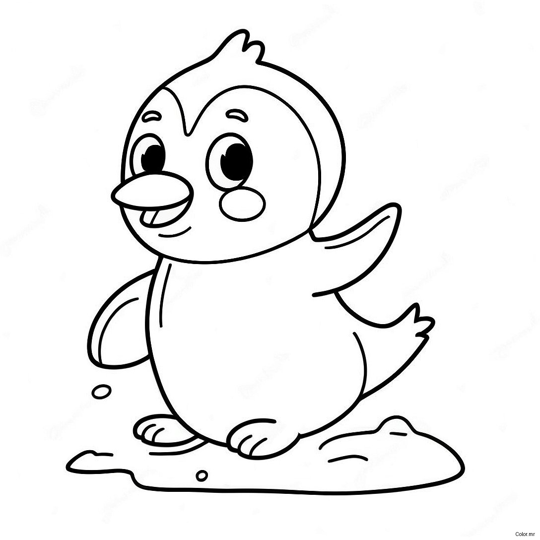 Cute Penguin Sliding On Ice Coloring Page 63580 52607