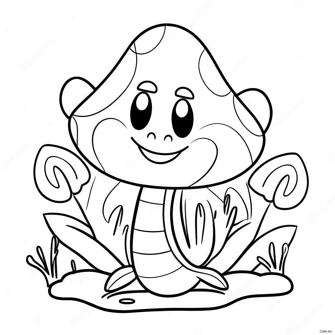 Cute Piranha Plant With Smiling Face Coloring Page 23284 21367