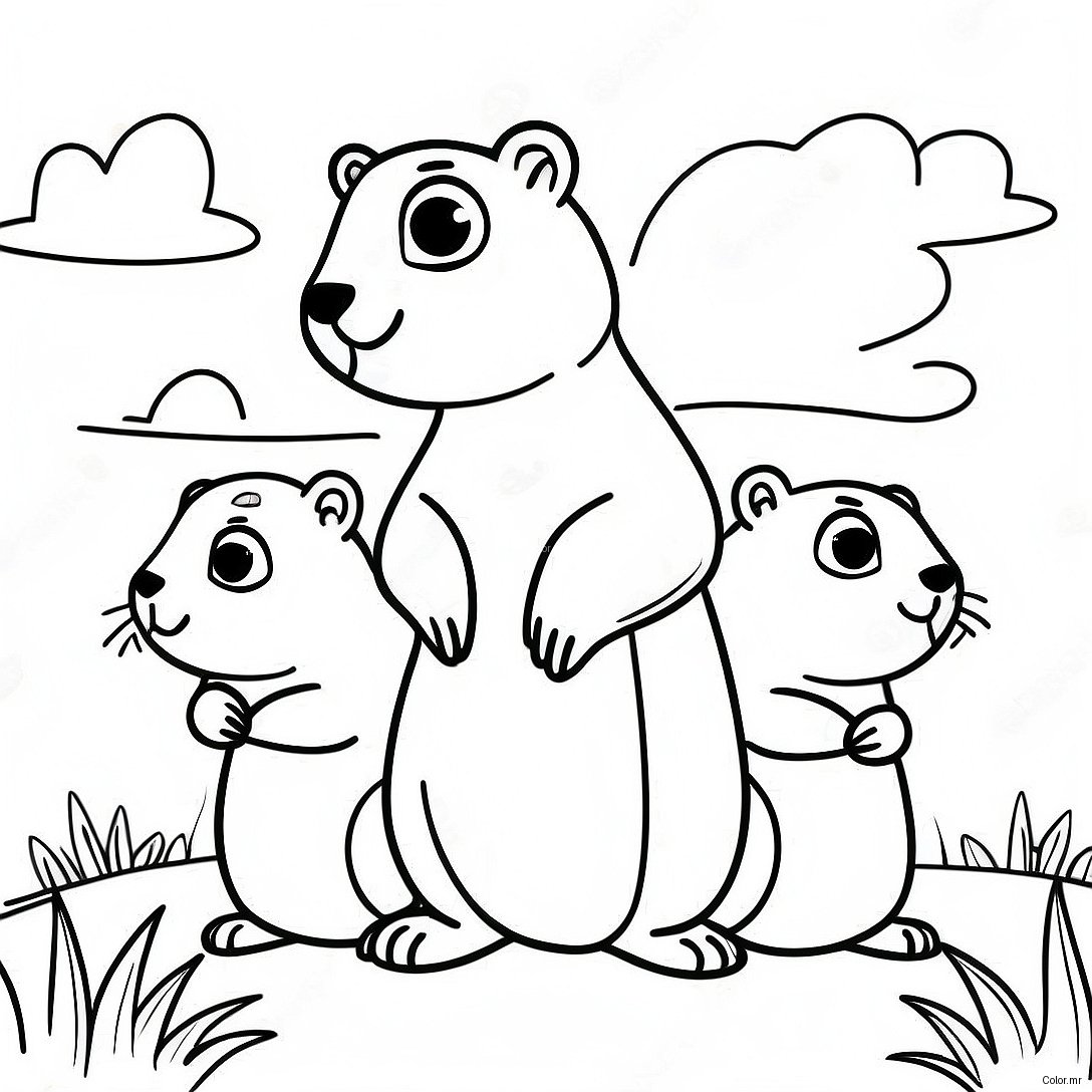 Cute Prairie Dog Family Coloring Page 48615 40393