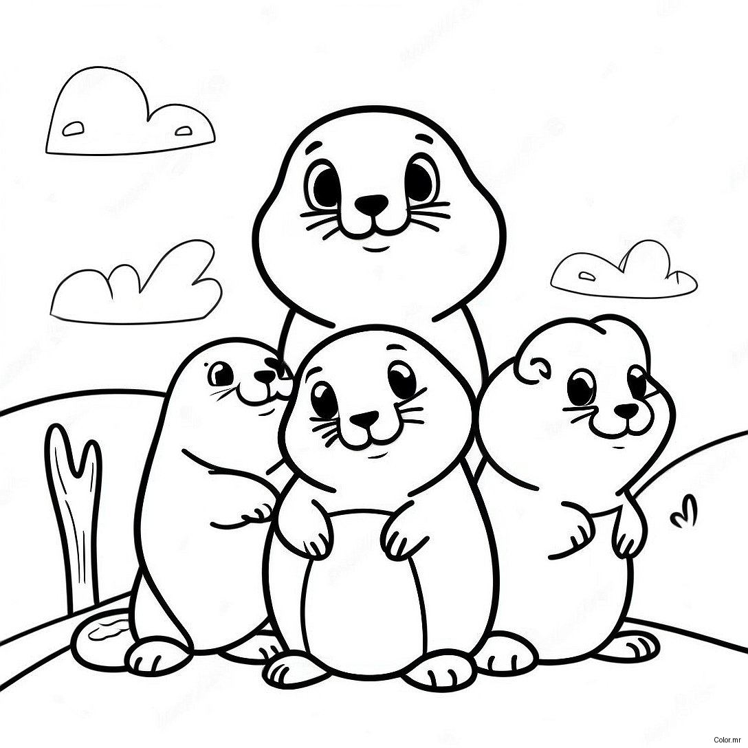 Cute Prairie Dog Family Coloring Page 48615 40395