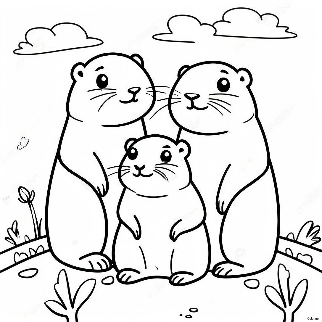 Cute Prairie Dog Family Coloring Page 48615 40396