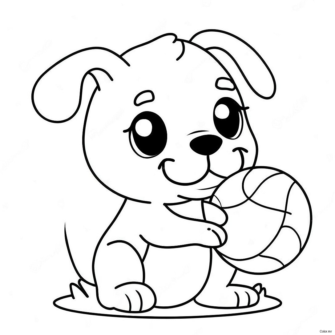 Cute Puppy Playing With Ball Coloring Page 70073 57709