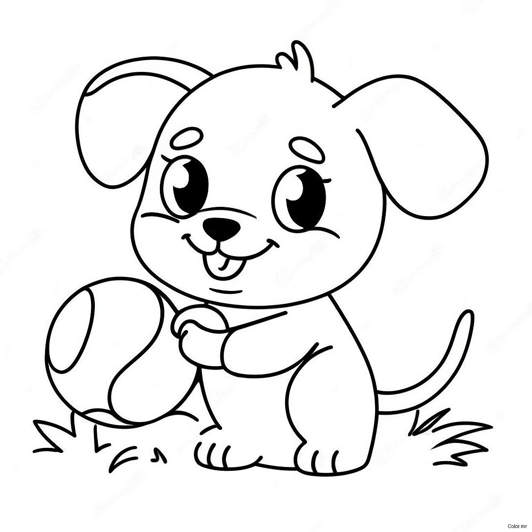 Cute Puppy Playing With Ball Coloring Page 70073 57711