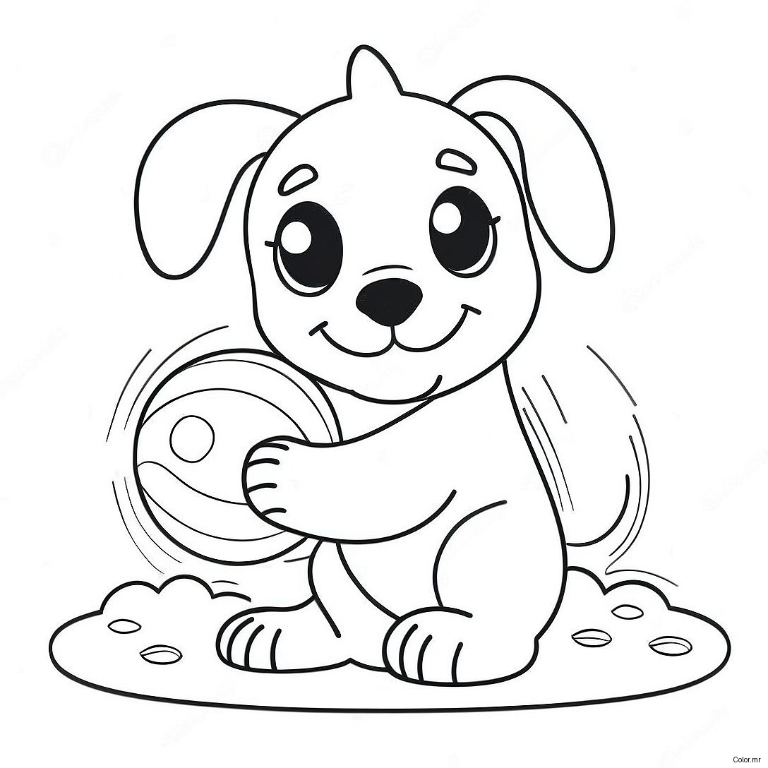 Cute Puppy Playing With Ball Coloring Page 70073 57934