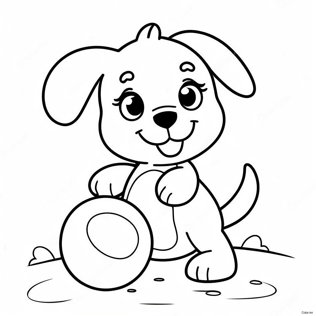 Cute Puppy Playing With Ball Coloring Page 70073 57935